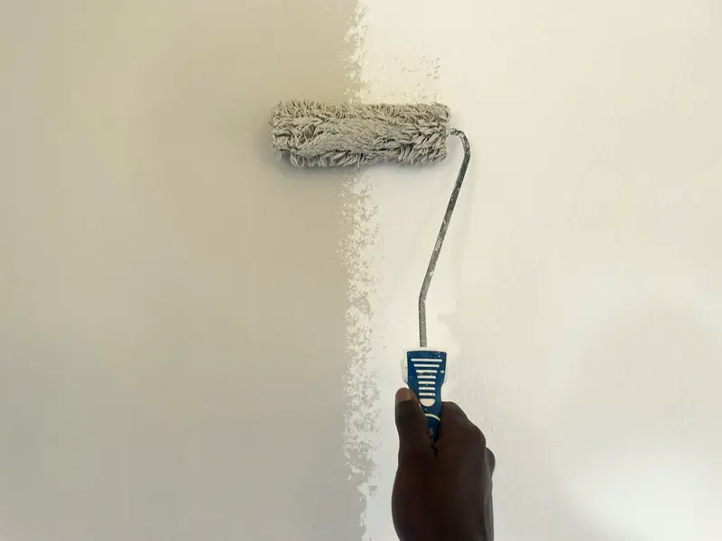 Pintura de uma parede com rolo (fotografia ilustrativa)