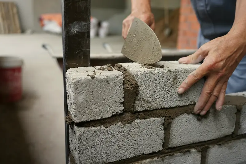 Assentamento de blocos de alvenaria (fotografia ilustrativa)